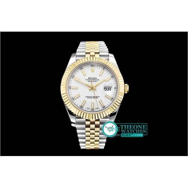 Rolex - DJ2 41mm Jub Flt YG/SS White Stk BP A3235 Mod