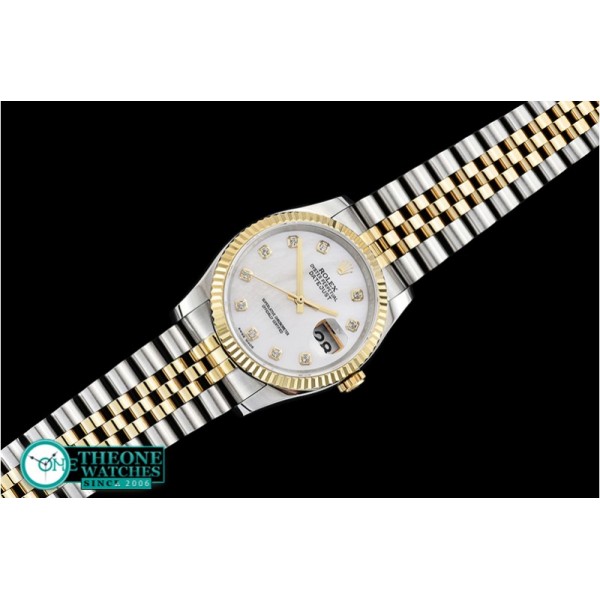 Rolex - DJ 36mm Jub Flt YG/SS White MOP Diams BP A3135 Mod
