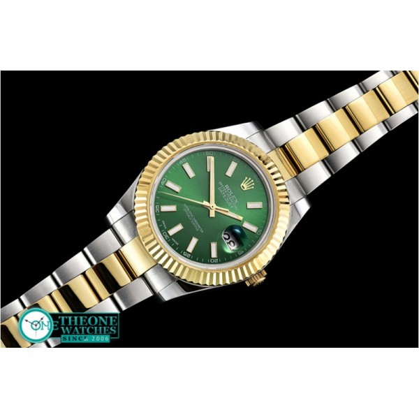 Rolex - DJ2 41mm Oyst Flt YG/SS Green Stick BP A3136 Mod