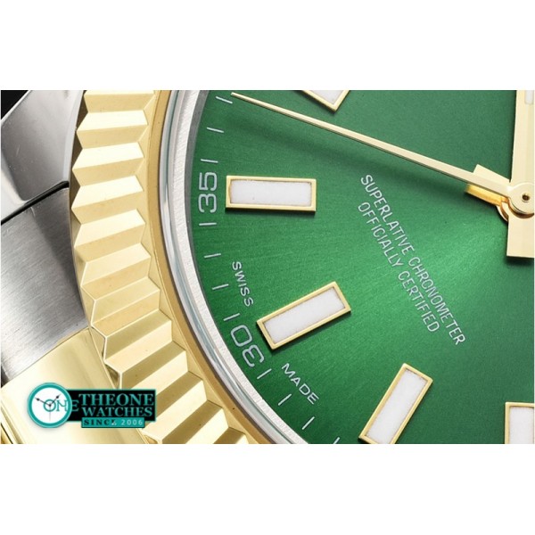 Rolex - DJ2 41mm Oyst Flt YG/SS Green Stick BP A3136 Mod