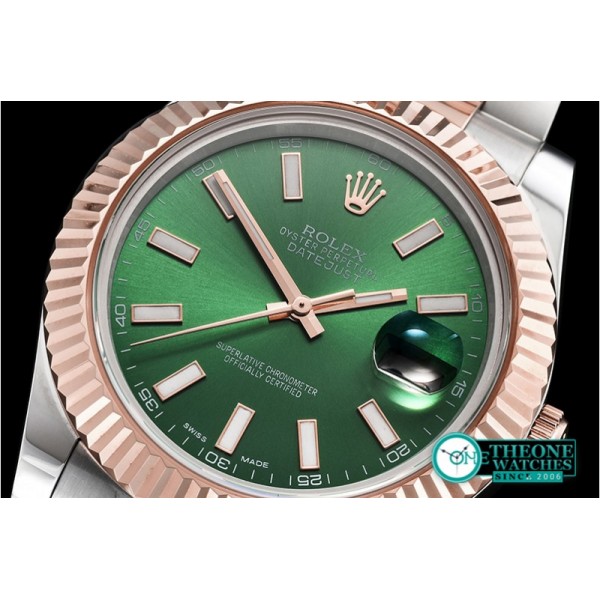 Rolex - DJ2 41mm Oyst Flt RG/SS Green Stick BP A3136 Mod