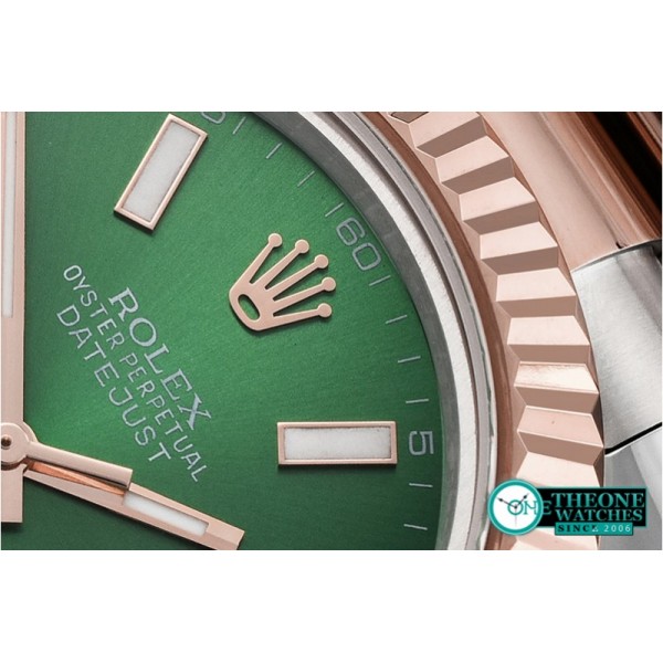 Rolex - DJ2 41mm Oyst Flt RG/SS Green Stick BP A3136 Mod