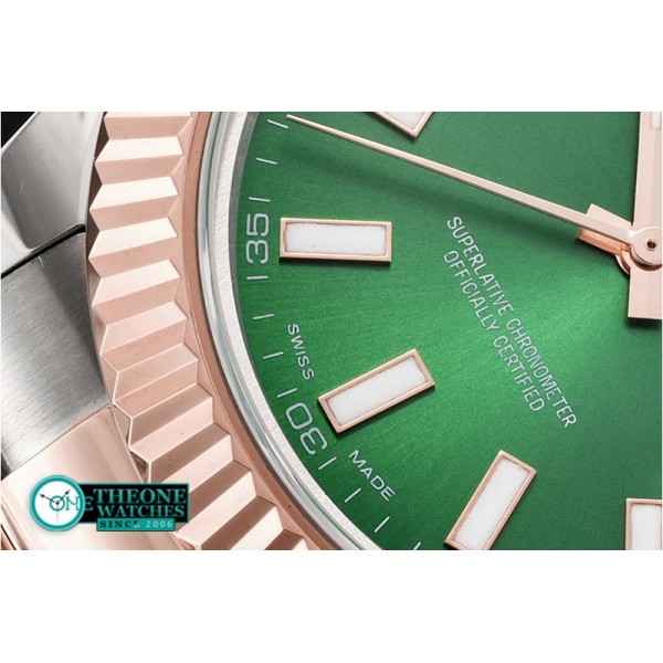 Rolex - DJ2 41mm Oyst Flt RG/SS Green Stick BP A3136 Mod