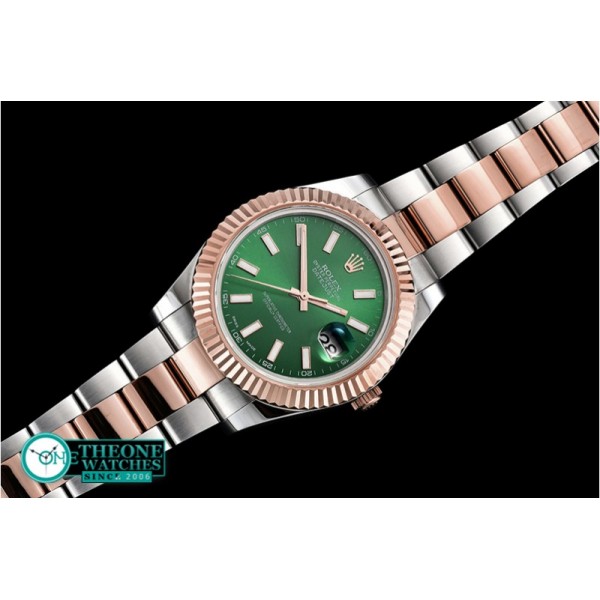 Rolex - DJ2 41mm Oyst Flt RG/SS Green Stick BP A3136 Mod