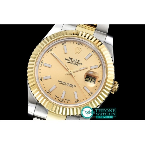 Rolex - DJ2 41mm Oyst Flt YG/SS Gold Stick BP A3136 Mod