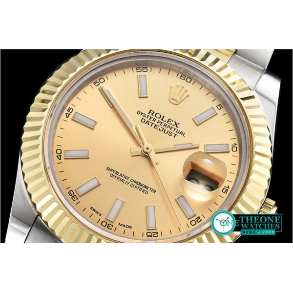 Rolex - DJ2 41mm Oyst Flt YG/SS Gold Stick BP A3136 Mod