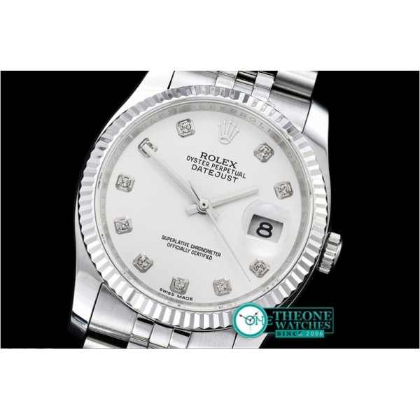 Rolex - DJ 36mm Jub Flt SS/SS White Diams BP A3135 Mod