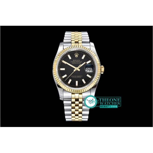 Rolex - DJ 36mm Jub Flt YG/SS Black Thick Lume BP A3135 Mod