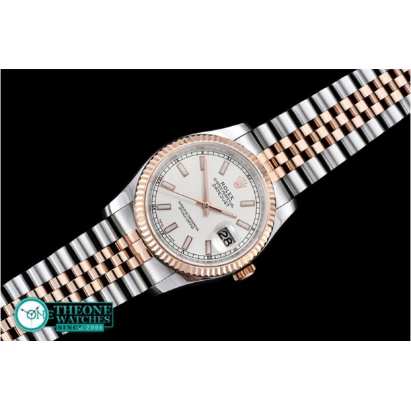 Rolex - DJ 36mm Jub Flt RG/SS White Thick Lume BP A3135 Mod