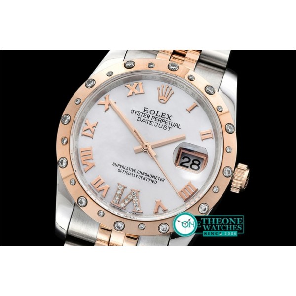 Rolex - DJ Midsize 31mm Diam Bez RG/SS Wht MOP Diam BP A2836