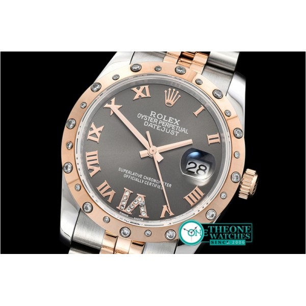 Rolex - DJ Midsize 31mm Diam Bez RG/SS Grey Diam BP A2836