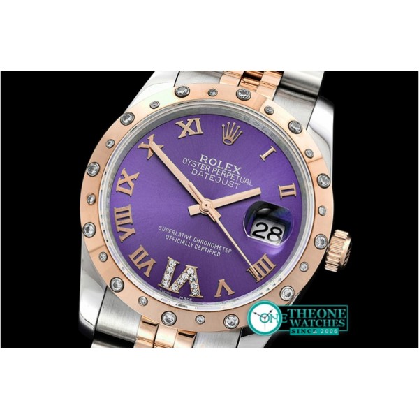 Rolex - DJ Midsize 31mm Diam Bez RG/SS Purple Diam BP A2836