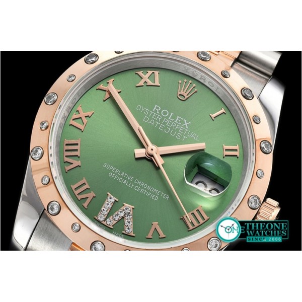 Rolex - DJ Midsize 31mm Diam Bez RG/SS Green Diam BP A2836