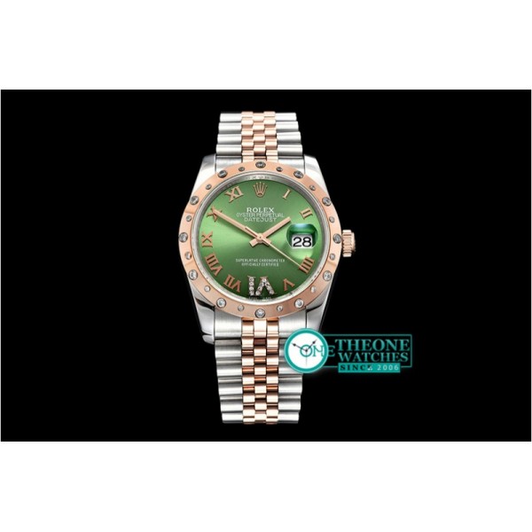 Rolex - DJ Midsize 31mm Diam Bez RG/SS Green Diam BP A2836