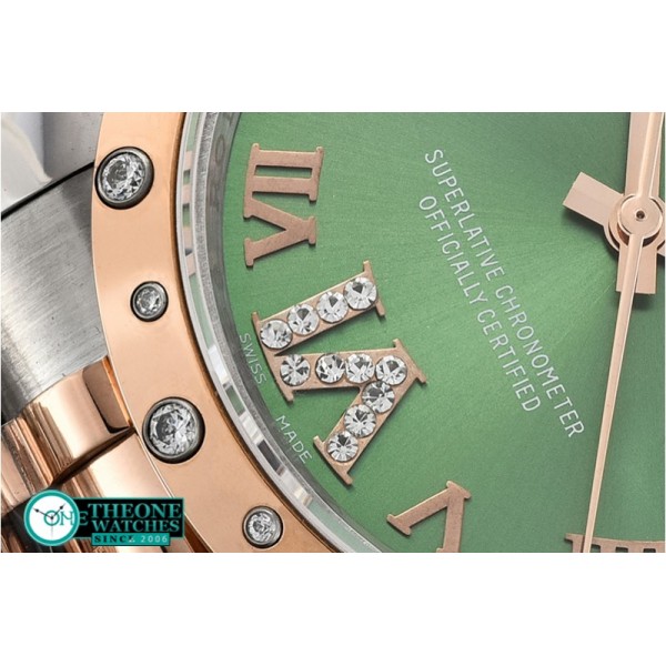 Rolex - DJ Midsize 31mm Diam Bez RG/SS Green Diam BP A2836