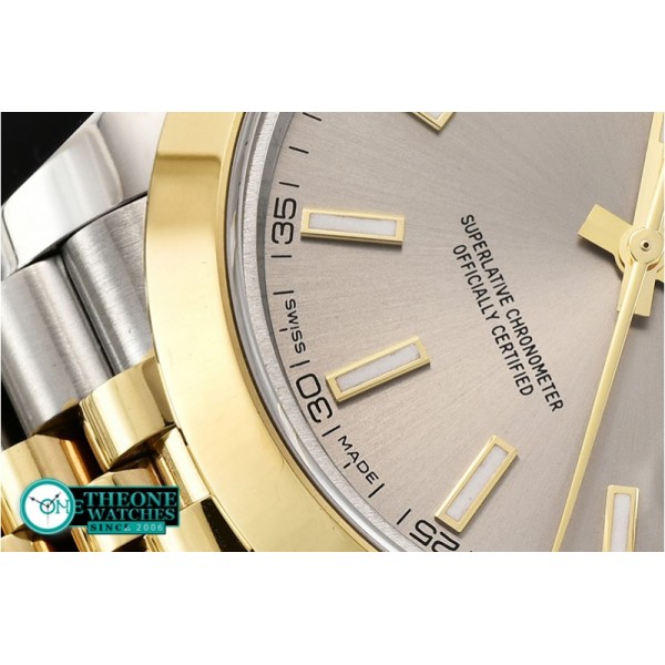 Rolex - DJ2 41mm Jub Smt YG/SS Grey Stick BP Swiss 2836