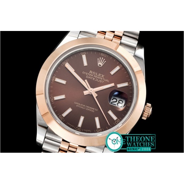 Rolex - DJ2 41mm Jub Smt RG/SS Brown Stick BP Swiss 2836