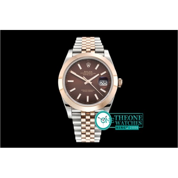 Rolex - DJ2 41mm Jub Smt RG/SS Brown Stick BP Swiss 2836