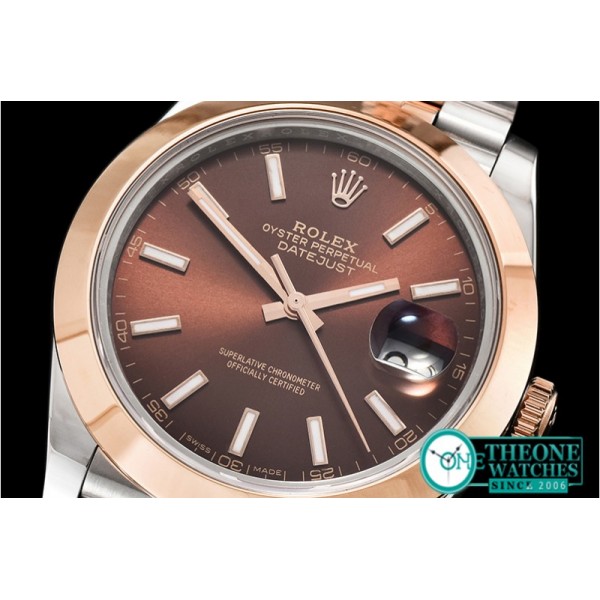 Rolex - DJ2 41mm Jub Smt RG/SS Brown Stick BP Swiss 2836
