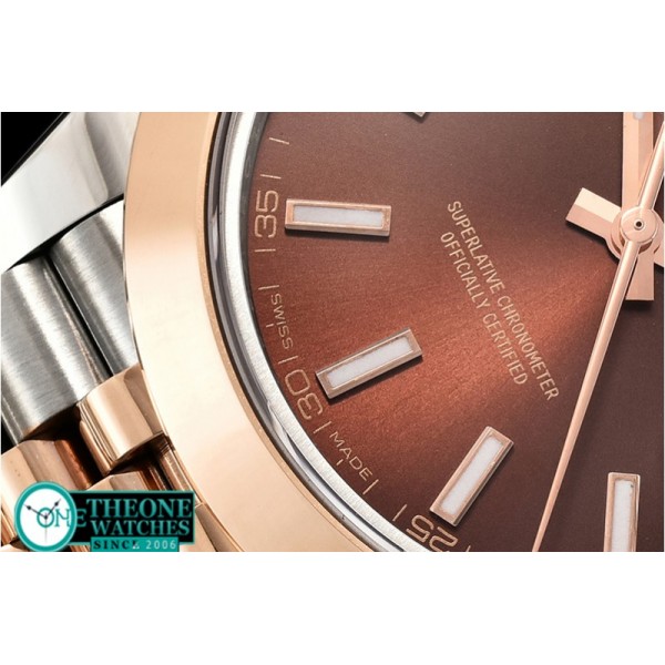 Rolex - DJ2 41mm Jub Smt RG/SS Brown Stick BP Swiss 2836