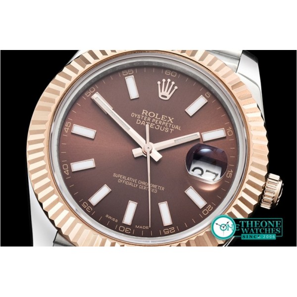 Rolex - DJ2 41mm Jub Flt RG/SS Brown Stick BP Swiss 2836