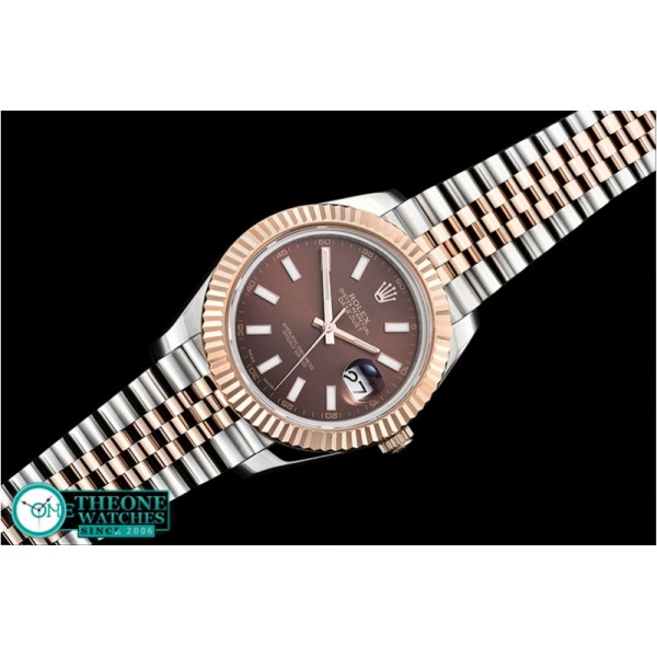 Rolex - DJ2 41mm Jub Flt RG/SS Brown Stick BP Swiss 2836