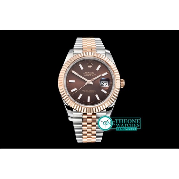 Rolex - DJ2 41mm Jub Flt RG/SS Brown Stick BP Swiss 2836