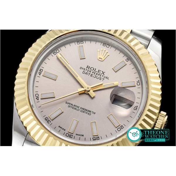 Rolex - DJ2 41mm Jub Flt YG/SS L.Grey Stick BP Swiss 2836