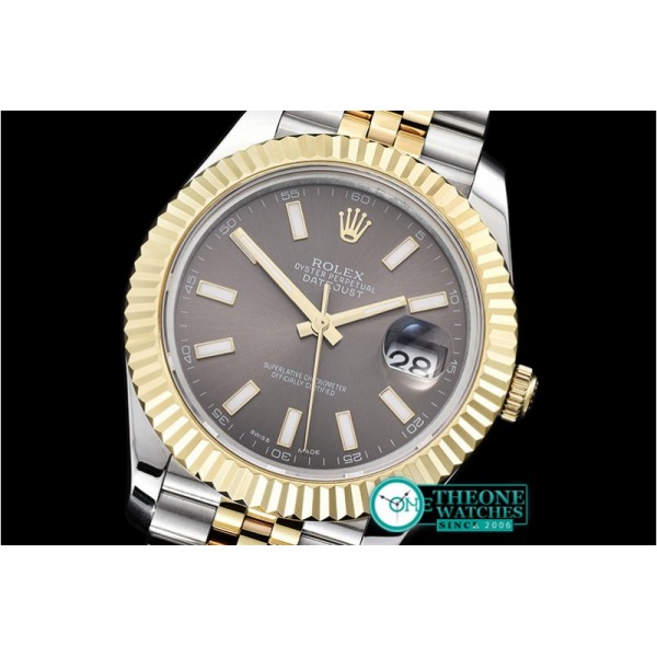 Rolex - DJ2 41mm Jub Flt YG/SS D.Grey Stick BP Swiss 2836