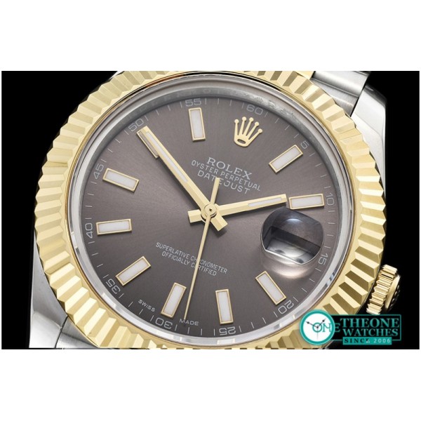 Rolex - DJ2 41mm Jub Flt YG/SS D.Grey Stick BP Swiss 2836