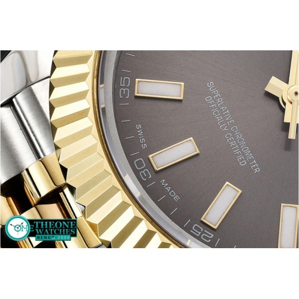 Rolex - DJ2 41mm Jub Flt YG/SS D.Grey Stick BP Swiss 2836