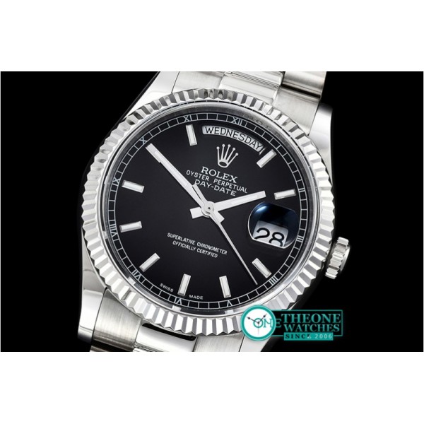 Rolex - DayDate 36mm Flt SS/SS Black Stick BP Swiss 2836