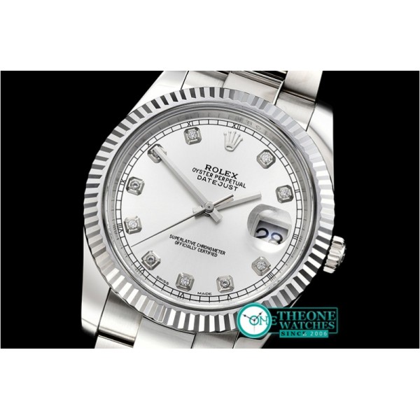 Rolex - DJ2 41mm Oys Flt SS/SS Silv Wht Diams Noob A3235 Mod
