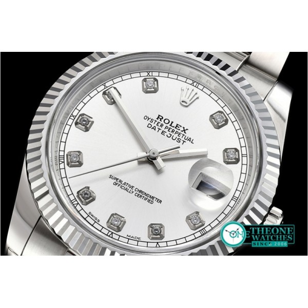 Rolex - DJ2 41mm Oys Flt SS/SS Silv Wht Diams Noob A3235 Mod