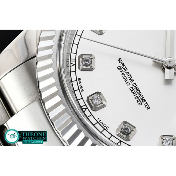 Rolex - DJ2 41mm Oys Flt SS/SS Silv Wht Diams Noob A3235 Mod