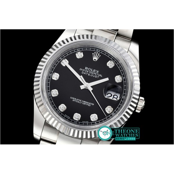 Rolex - DJ2 41mm Oyst Flt SS/SS Black Diams Noob A3235 Mod