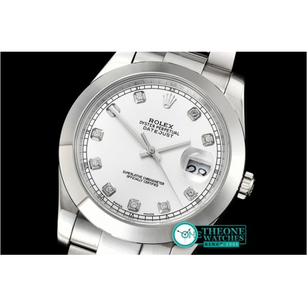 Rolex - DJ2 41mm Oys Smt SS/SS Silv Wht Diams Noob A3235 Mod