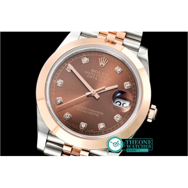 Rolex - DJ2 41mm Jub Smt Wrap RG/SS Brown Diam BP Swiss 2836