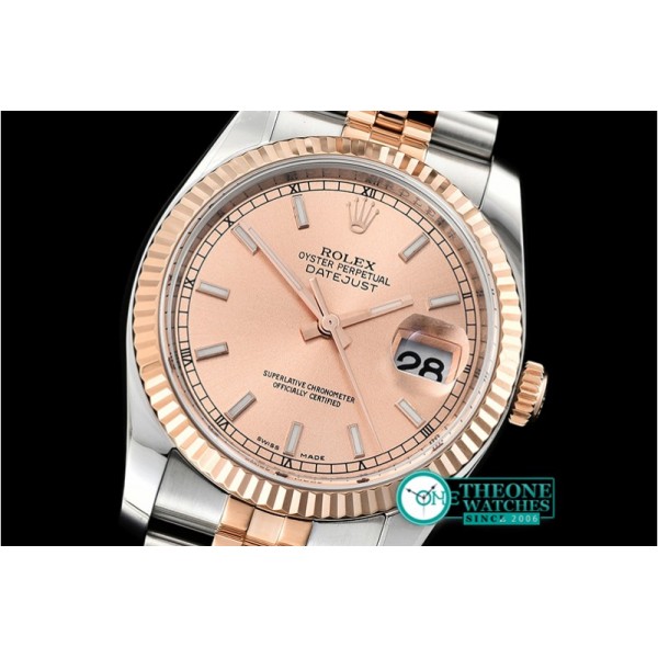 Rolex - Datejust 36mm Flt RG/SS Rose Gold/Stk ARF Asia SH3135