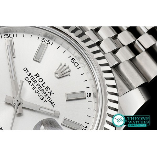 Rolex - DJ2 41mm Jub Flt SS/SS Silver Wht/Stick Noob A3235