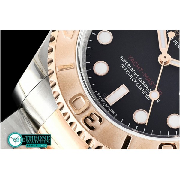 Rolex - YachtMaster Mens 116621 RG/SS Black JF Asia 3135 Mod