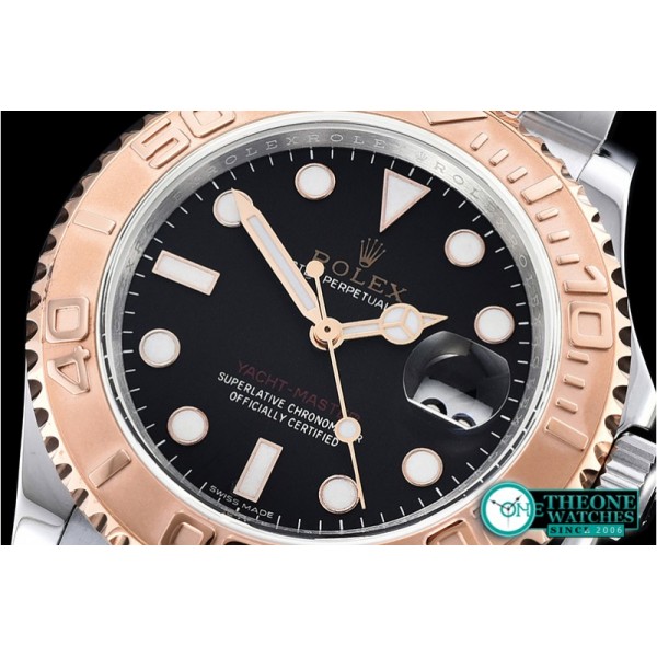 Rolex - YachtMaster Mens 116621 RG/SS Black JF Asia 3135 Mod