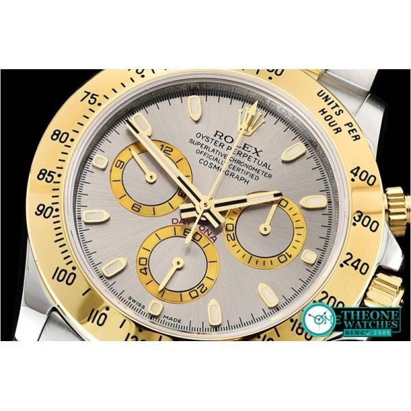 Rolex - Daytona 116523 YG/SS Grey Stk OMF A7750 Mod