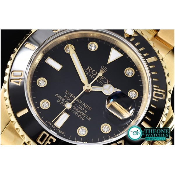 Rolex  - Submariner 116618 Diam YG/YG Blk BP V2 SP Asia 3135