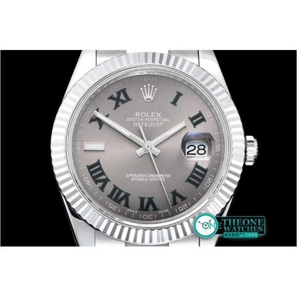Rolex - DJ2 41mm Oyt Flt SS/SS Grey Roman BP Asia 2813