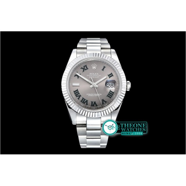 Rolex - DJ2 41mm Oyt Flt SS/SS Grey Roman BP Asia 2813