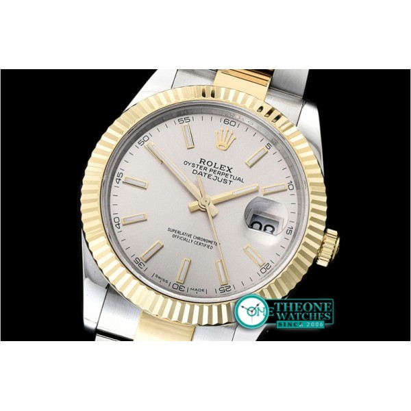 Rolex - DJ2 41mm Oyt Flt YG/SS Silver Stk BP Asia 2813