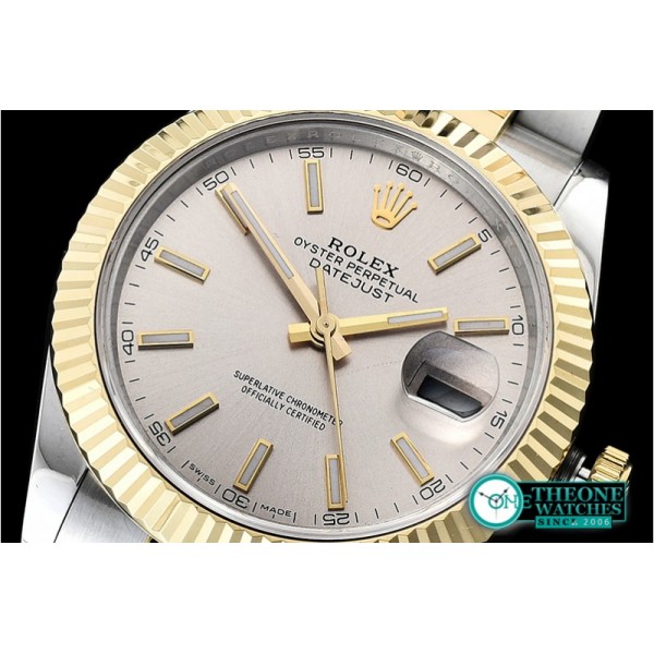 Rolex - DJ2 41mm Oyt Flt YG/SS Silver Stk BP Asia 2813