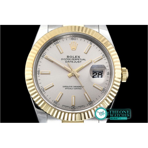 Rolex - DJ2 41mm Oyt Flt YG/SS Silver Stk BP Asia 2813