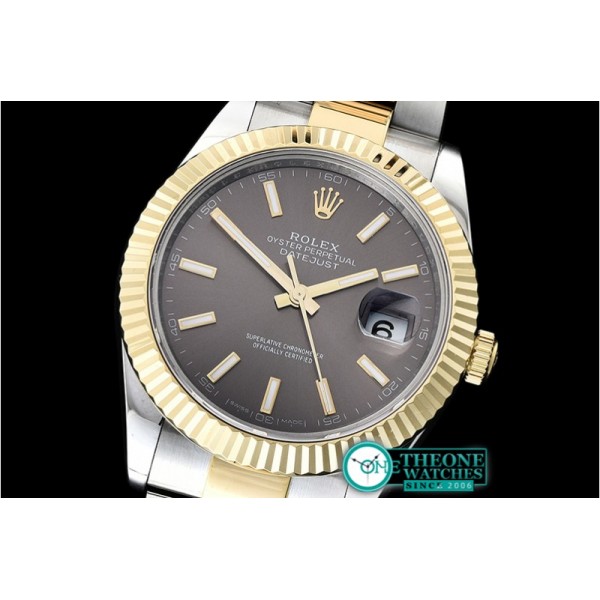 Rolex - DJ2 41mm Oyt Flt YG/SS Grey Stk BP Asia 2813